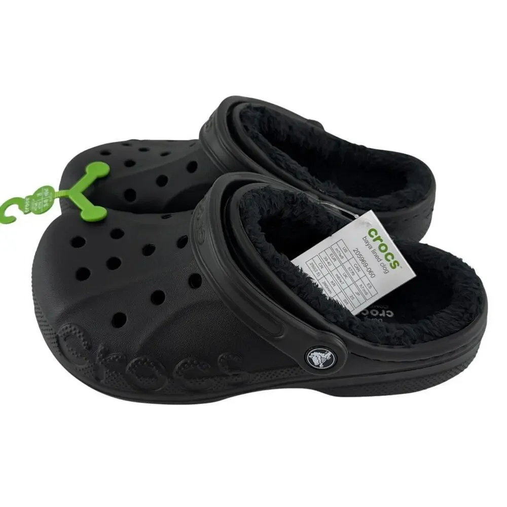 Crocs Unisex Black Baya Lined Clogs Size M's 7 W's 9